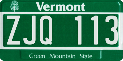 VT license plate ZJQ113