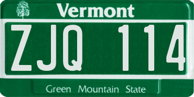 VT license plate ZJQ114