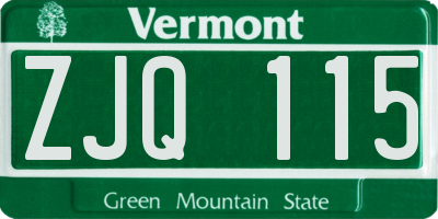 VT license plate ZJQ115