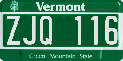 VT license plate ZJQ116