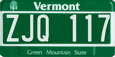 VT license plate ZJQ117
