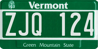 VT license plate ZJQ124
