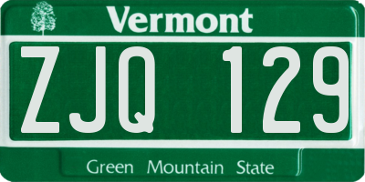 VT license plate ZJQ129