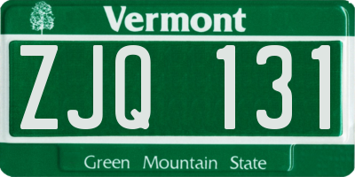 VT license plate ZJQ131