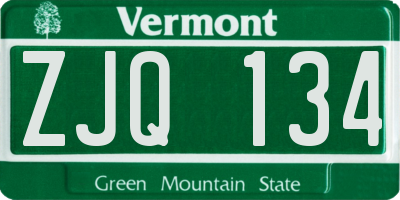 VT license plate ZJQ134