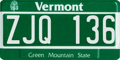 VT license plate ZJQ136
