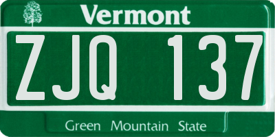 VT license plate ZJQ137