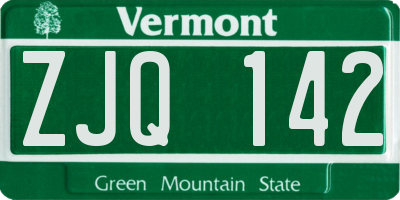 VT license plate ZJQ142