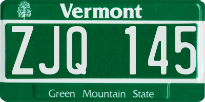 VT license plate ZJQ145