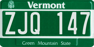 VT license plate ZJQ147