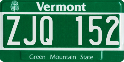 VT license plate ZJQ152