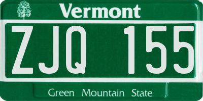VT license plate ZJQ155