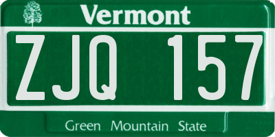 VT license plate ZJQ157