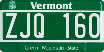 VT license plate ZJQ160