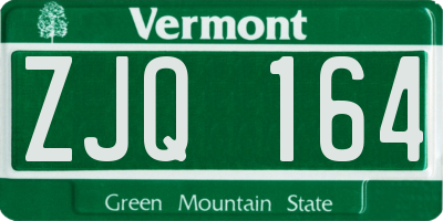 VT license plate ZJQ164