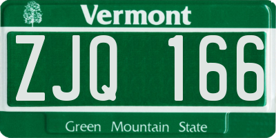 VT license plate ZJQ166