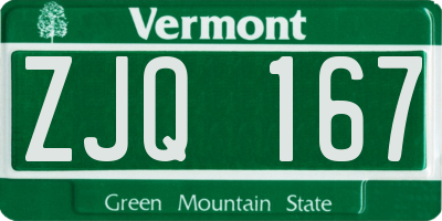 VT license plate ZJQ167