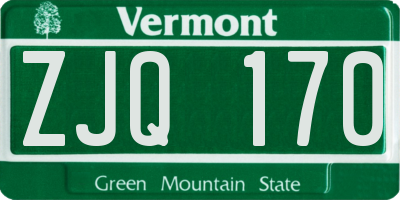 VT license plate ZJQ170