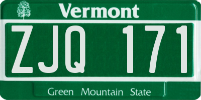 VT license plate ZJQ171