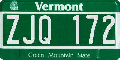 VT license plate ZJQ172