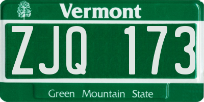 VT license plate ZJQ173