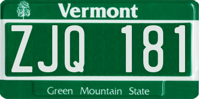 VT license plate ZJQ181