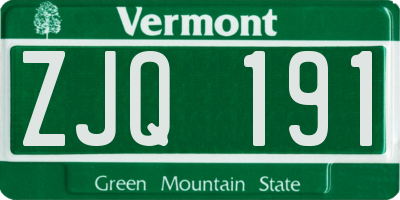VT license plate ZJQ191