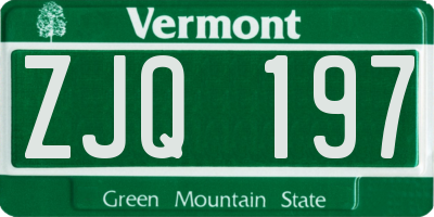 VT license plate ZJQ197