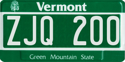 VT license plate ZJQ200