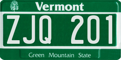 VT license plate ZJQ201