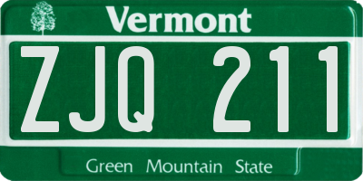VT license plate ZJQ211