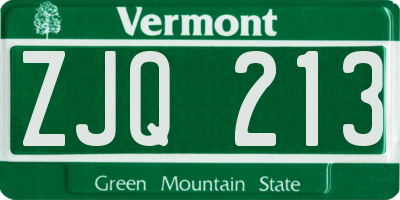 VT license plate ZJQ213
