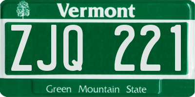VT license plate ZJQ221