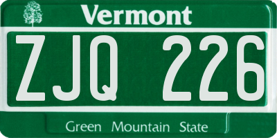 VT license plate ZJQ226