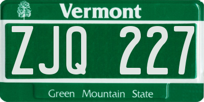 VT license plate ZJQ227