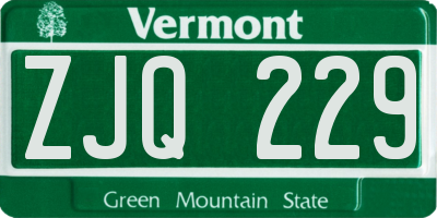 VT license plate ZJQ229