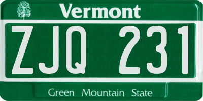 VT license plate ZJQ231