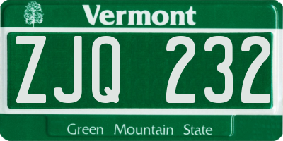 VT license plate ZJQ232