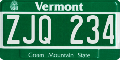 VT license plate ZJQ234