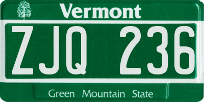 VT license plate ZJQ236