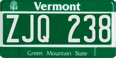 VT license plate ZJQ238