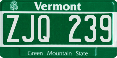 VT license plate ZJQ239