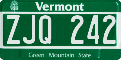 VT license plate ZJQ242