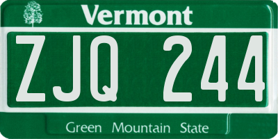 VT license plate ZJQ244