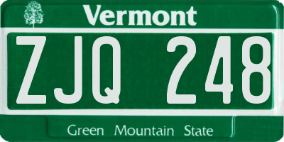 VT license plate ZJQ248