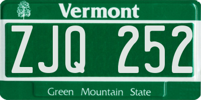 VT license plate ZJQ252