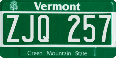 VT license plate ZJQ257