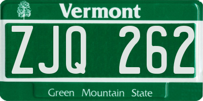 VT license plate ZJQ262