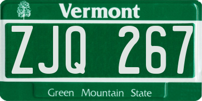 VT license plate ZJQ267