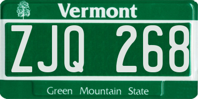 VT license plate ZJQ268